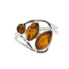 Wave Style Ring/Cognac Amber & Silver