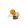 Multicolor Amber Sterling Silver Ring