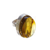 Citrine Amber Big Ring /Adjustable set in 925 Silver