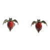 Cherry Amber Sterling Silver Bat Earrings