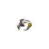 Multi-Color Amber Sterling Silver Bat / Moon Adjustable Ring