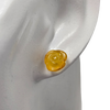 Matte Finish Amber Carved Rose Earrings