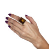 Cognac Amber / Silver Adjustable Ring