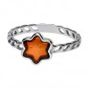 Star Cognac Amber Sterling Silver Ring