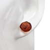 Cognac Matte Finish Amber Carved Rose Earrings