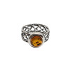 Cognac Amber Sterling Silver Celtic Ring