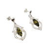 Green Amber Post Dangle Earrings &.925 Sterling Silver
