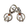 Cognac Amber Sterling Silver Two Cats Earrings On Hooks