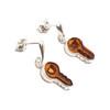 Cognac Amber Sterling Silver Key Earrings