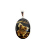 Amber Cameo/Intaglio Of Piggy Sterling Silver Pendant