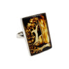 Amber Cameo / Intaglio "Tree of Life" Adjustable Ring