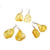 Citrine /Lemon Amber Free Form Tear Drop Silver Hook Earrings