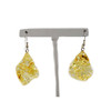 Citrine /Lemon Amber Free Form Tear Drop Silver Hook Earrings