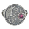 Faceted Garnet Sterling Silver Adjustable Ring