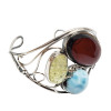 Multi-Color Amber/Larimar Handmade Cuff Bracelet