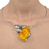 Citrine Amber Rose Handmade Sterling Silver Necklace