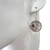 Garnet Sterling Silver Moon Dangle Earrings