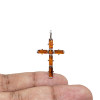 Cognac Amber Sterling Silver Cross Pendant (3272)