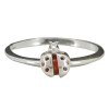 Cognac Amber Sterling Silver Small Ladybug Ring