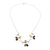 Multicolor Amber Sterling Silver Flower Necklace