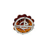 Cognac Amber .925 Silver Round Pin / Brooch / Pendant