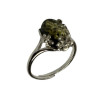 Green Amber Sterling Silver "Flower" Adjustable Ring