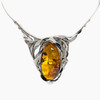 Cognac Amber Oxidized Silver Necklace