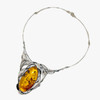 Cognac Amber Oxidized Silver Necklace