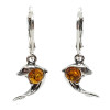 Cognac Amber Sterling Silver Dolphin Earrings