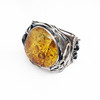 Cognac Amber Oxidized Silver Cuff Bracelet