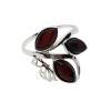 Cherry Amber Butterfly Design Silver Ring