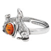 Cognac Amber "Wolves" Adjustable Ring