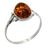 Cognac Amber Sterling Silver Ring