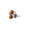 Cognac Amber Butterfly Design Silver Ring