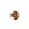 Cognac Amber Butterfly Design Silver Ring