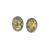 Green Amber Oval-Shape Stud Earrings