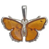 Cognac Amber Sterling Silver Butterfly Pendant