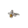 Bee Cognac Amber Sterling Silver Adjustable Ring