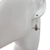 Bee Cognac Amber Silver Earrings On Hooks