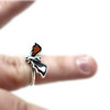 Cherry Amber Sterling Silver “Bat” Adjustable Ring