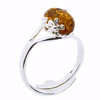 Cognac Amber Sterling Silver "Flower" Adjustable Ring