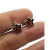 Cognac Amber Sterling Silver Star Earrings