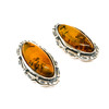 Cognac Amber Marquise-Shaped Sterling Silver Stud Earrings