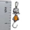 Cognac Amber Sterling Silver Cat Pendant