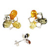 Multicolor Three-Teardrop Amber Stud Earrings