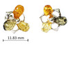 Multicolor Three-Teardrop Amber Stud Earrings