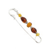 Multicolor Amber Safety Pin /Brooch