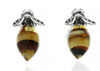 Amber Bumble Bee Stud Earrings & .925 Sterling Silver
