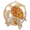 Sea Turtle Amber Suncatcher/Magnet With Wooden Stand 11 cm