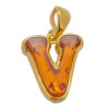 Amber Gold Plated Silver Alphabet Collection Letter V Pendant
